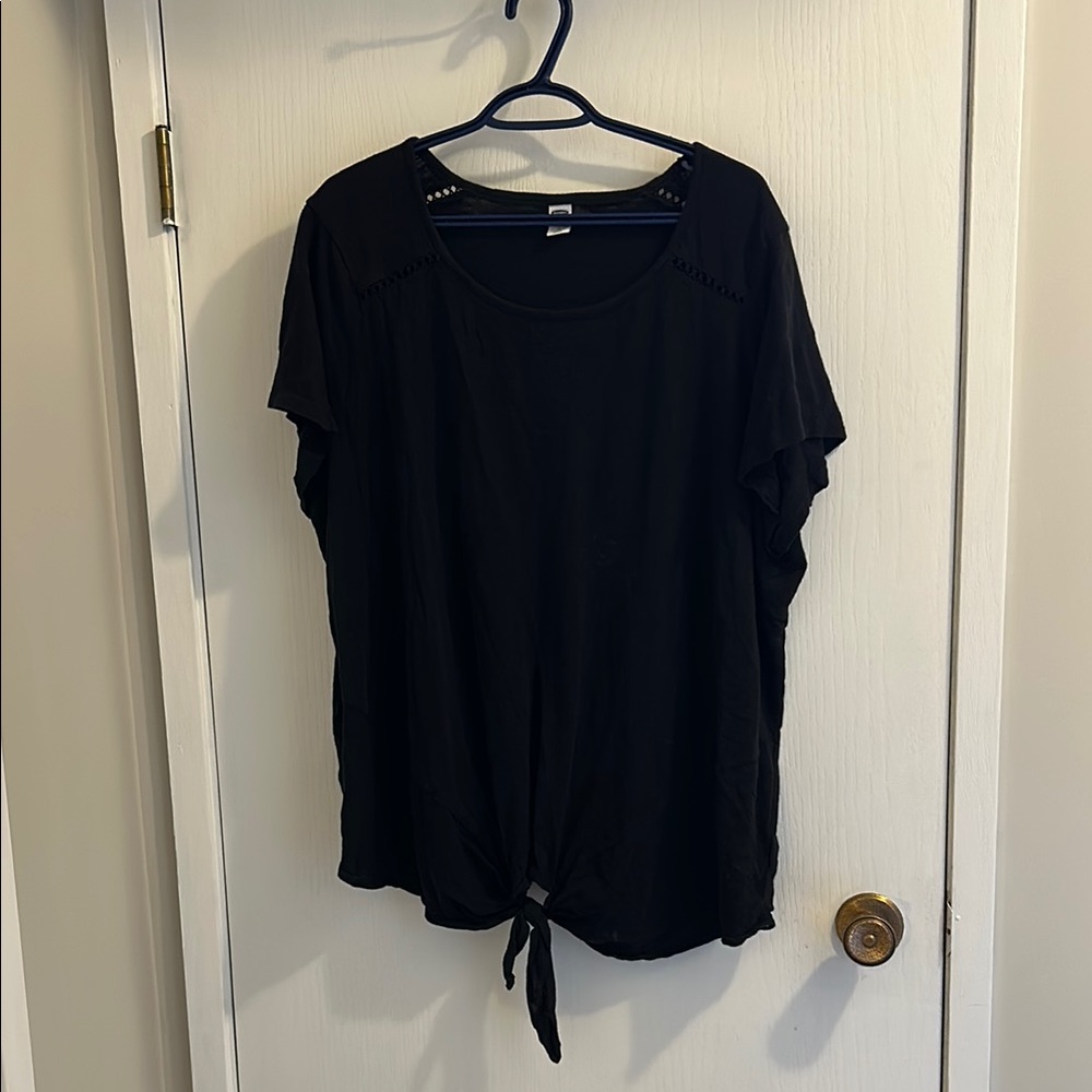 Old Navy Black Tie-Front Relaxed Blouse